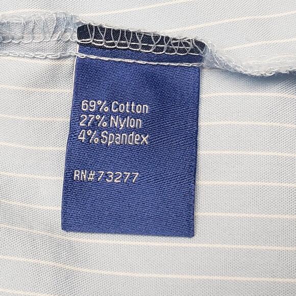 Apt. 9 Light Blue & White Pinstripe Blouse XS Roll-Tab Sleeves Cotton Blend - Picture 7 of 8